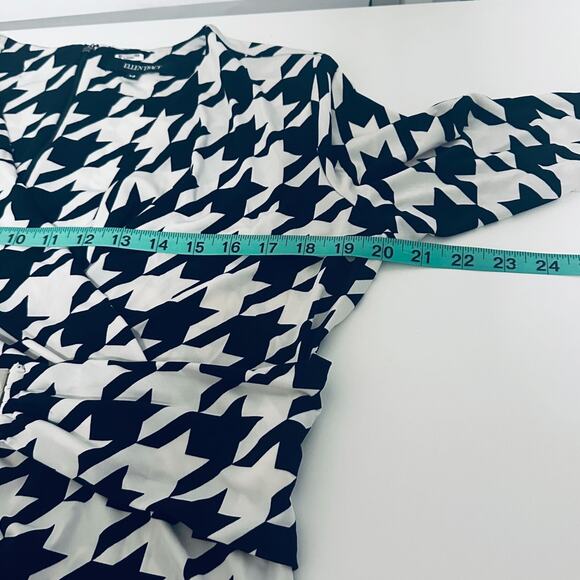Ellen Tracy Career Office Siren Dress Size 14 Stretch Knit Houndstooth Mob Wife - Picture 5 of 9